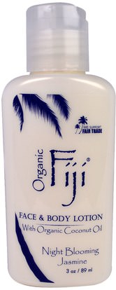 Organic Fiji, Face & Body Lotion, Night Blooming Jasmine, 3 oz (89 ml) ,الجمال، العناية بالوجه، الكريمات المستحضرات، الأمصال، حمام، غسول الجسم