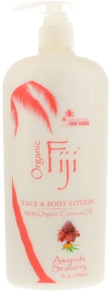 Organic Fiji, Face & Body Lotion with Organic Coconut Oil, Awapuhi Seaberry, 12 oz (354 ml) ,حمام، الجمال، غسول الجسم