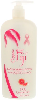 Organic Fiji, Face & Body Lotion with Organic Coconut Oil, Pink Grapefruit, 12 oz (354 ml) ,حمام، الجمال، غسول الجسم