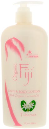 Organic Fiji, Face & Body Lotion with Organic Coconut Oil, Tuberose, 12 oz (354 ml) ,حمام، الجمال، غسول الجسم