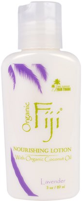 Organic Fiji, Nourishing Lotion with Organic Coconut Oil, Lavender, 3 oz (89 ml) ,حمام، الجمال، غسول الجسم