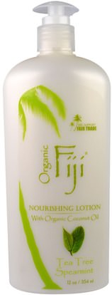 Organic Fiji, Nourishing Lotion with Organic Coconut Oil, Tea Tree Spearmint, 12 oz (354 ml) ,حمام، الجمال، زيت جوز الهند الجلد