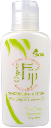Organic Fiji, Nourishing Lotion with Organic Coconut Oil, Tea Tree Spearmint, 3 oz (89 ml) ,حمام، الجمال، زيت جوز الهند الجلد