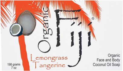Organic Fiji, Organic Coconut Oil Soap, Lemongrass Tangerine, Bar, 7 oz (198 g) ,حمام، الجمال، الصابون