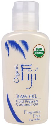 Organic Fiji, Organic, Cold Pressed Coconut Oil, Fragrance Free, 3 oz (89 ml) ,والصحة، والجلد، وزيت التدليك، وزيوت العناية بالجسم