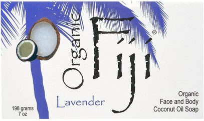 Organic Fiji, Organic Face and Body Coconut Oil Soap, Lavender, 7 oz (198 g) ,حمام، الجمال، الصابون