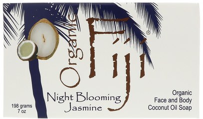 Organic Fiji, Organic Face and Body Coconut Oil Soap, Night Blooming Jasmine, 7 oz (198 g) ,حمام، الجمال، الصابون