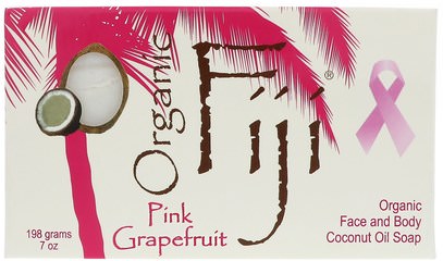 Organic Fiji, Organic Face and Body Coconut Oil Soap, Pink Grapefruit, 7 oz (198 g) ,حمام، الجمال، الصابون