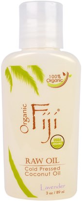 Organic Fiji, Organic Raw Oil, Cold Pressed Coconut Oil, Lavender, 3 oz (89 ml) ,الصحة، الجلد، زيت التدليك