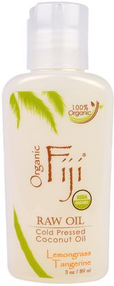 Organic Fiji, Organic Raw Oil, Cold Pressed Coconut Oil, Lemongrass Tangerine, 3 oz (89 ml) ,الصحة، الجلد، زيت التدليك