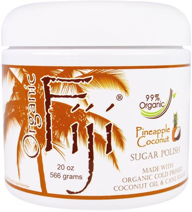 Organic Fiji, Sugar Polish, Pineapple Coconut, 20 oz (566 g) ,حمام، الجمال، فرك الجسم، إكسفولياتورس الوجه
