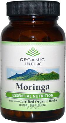 Organic India, Moringa, 90 Veggie Caps ,الأعشاب، كبسولات المورينجا، الصحة، الطاقة