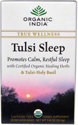 Organic India, Tulsi Sleep Tea, Caffeine Free, 18 Infusion Bags, 1.14 oz (32.4 g) ,والصحة، ودعم النوم، والشاي العشبية والشاي تولسي