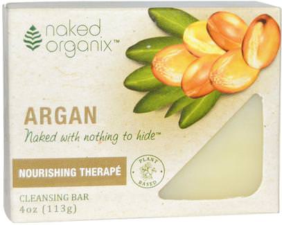 Organix South, Naked Organix, Argan, Cleansing Bar, Fragrance Free, 4 oz (113 g) ,حمام، الجمال، أرجان، بدن، هم