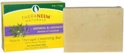 Organix South, TheraNeem Naturals, Neem Therapy Cleansing Bar, Oatmeal & Lavender, 4 oz (113 g) ,حمام، الجمال، الصابون، الأعشاب