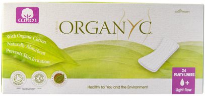 Organyc, Organic Cotton Panty Liners, Light Flow, 24 Panty Liners ,حمام، الجمال، المرأة