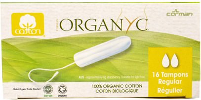 Organyc, Organic Tampons, 16 Regular Absorbency Tampons ,حمام، الجمال، المرأة