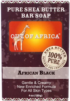 Out of Africa, Pure Shea Butter Bar Soap, African Black, 4 oz (120 g) ,حمام، الجمال، الصابون، الصابون الأسود
