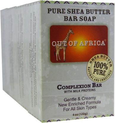 Out of Africa, Pure Shea Butter Bar Soap, Complexion Bar with Milk Proteins, 4 pack, 4 oz (120 g) Each ,حمام، الجمال، الصابون، زبدة الشيا