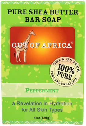 Out of Africa, Pure Shea Butter Bar Soap, Peppermint, 4 oz (120 g) ,حمام، الجمال، الصابون، زبدة الشيا