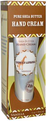 Out of Africa, Pure Shea Butter, Hand Cream, Vanilla, 1 oz (29.6 ml) ,حمام، الجمال، كريمات اليد، زبدة الشيا