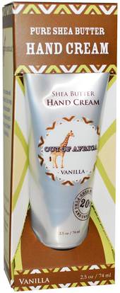 Out of Africa, Pure Shea Butter, Hand Cream, Vanilla, 2.5 oz (74 ml) ,حمام، الجمال، كريمات اليد، زبدة الشيا