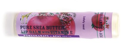 Out of Africa, Pure Shea Butter Lip Balm with Vitamin E, Pomegranate + Acai, 0.25 oz (7 g) ,حمام، جمال، العناية الشفاه، بلسم الشفاه، زبدة الشيا