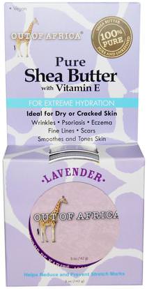Out of Africa, Pure Shea Butter, with Vitamin E, Lavender, 5 oz (142 g) ,حمام، الجمال، زبدة الشيا