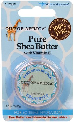 Out of Africa, Pure Shea Butter with Vitamin E, Unscented, 0.5 oz (14.2 g) ,حمام، الجمال، زبدة الشيا