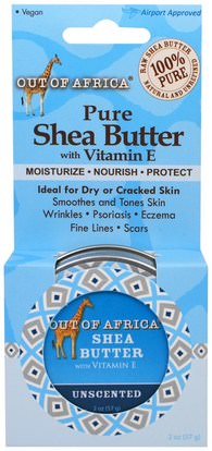 Out of Africa, Pure Shea Butter with Vitamin E, Unscented, 2 oz (57 g) ,حمام، الجمال، زبدة الشيا
