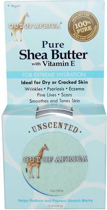Out of Africa, Pure Shea Butter, with Vitamin E, Unscented, 5 oz (142 g) ,حمام، الجمال، زبدة الشيا
