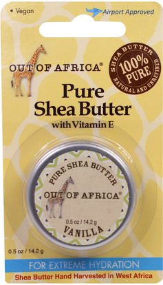 Out of Africa, Pure Shea Butter with Vitamin E, Vanilla, 0.5 oz (14.2 g) ,حمام، الجمال، زبدة الشيا