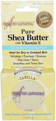 Out of Africa, Pure, Shea Butter with Vitamin E, Vanilla, 2 oz (56 g) ,حمام، الجمال، زبدة الشيا