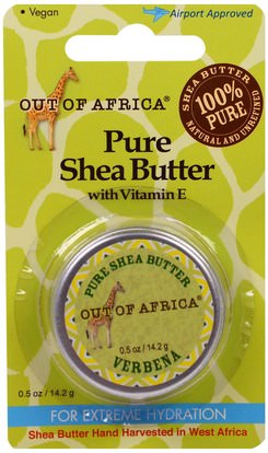 Out of Africa, Pure Shea Butter with Vitamin E, Verbena, 0.5 oz (14.2 g) ,حمام، الجمال، زبدة الشيا
