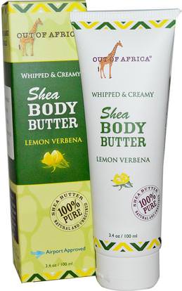 Out of Africa, Shea Body Butter, Whipped & Creamy, Lemon Verbena, 3.4 oz (100 ml) ,الصحة، الجلد، زبدة الجسم، حمام، الجمال، زبدة الشيا