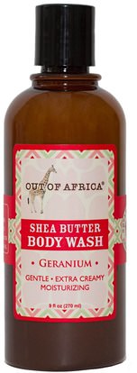 Out of Africa, Shea Butter Body Wash, Geranium, 9 fl oz (270 ml) ,حمام، الجمال، هلام الاستحمام