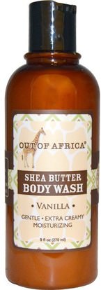 Out of Africa, Shea Butter Body Wash, Vanilla, 9 fl oz (270 ml) ,حمام، الجمال، زبدة الشيا، هلام الاستحمام