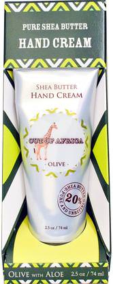 Out of Africa, Shea Butter Hand Cream, Olive with Aloe, 2.5 oz (74 ml) ,حمام، الجمال، كريمات اليد، زبدة الشيا