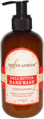 Out of Africa, Shea Butter Hand Wash, Geranium, 8 oz (230 ml) ,حمام، الجمال، الصابون