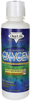 OxyLife, Stabilized Oxygen, With Colloidal Silver and Aloe Vera, 16 oz (473 ml) ,المكملات الغذائية، مكملات الأكسجين، الانفلونزا الباردة والفيروسية، جهاز المناعة