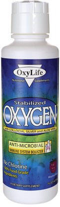 OxyLife, Stabilized Oxygen With Colloidal Silver and Aloe Vera, Mountain Berry, 16 oz (473 ml) ,المكملات الغذائية، مكملات الأكسجين، الانفلونزا الباردة والفيروسية، جهاز المناعة