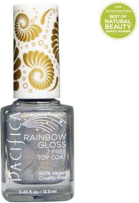 Pacifica, 7 Free Top Coat, Rainbow Gloss, 0.45 fl oz (13.3 ml) ,حمام، الجمال، ماكياج، طلاء الأظافر