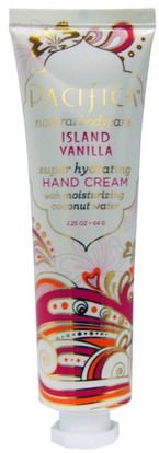 Pacifica, Hand Cream, Island Vanilla, 2.25 oz (64 g) ,حمام، الجمال، كريمات اليد