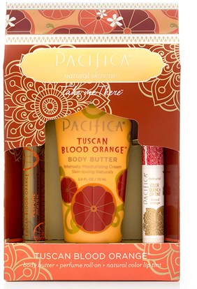 Pacifica, Take Me There Set, Tuscan Blood Orange, 3 Piece Kit ,حمام، الجمال، أحمر الشفاه، لمعان، بطانة، غسول الجسم