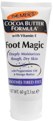 Palmers, Cocoa Butter Formula, Foot Magic, with Peppermint Oil & Mango Butter, 2.1 oz (60 g) ,حمام، الجمال، الكريمات، أسفل