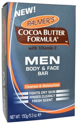 Palmers, Cocoa Butter Formula, Men, Body & Face Bar, 5.3 oz (150 g) ,الجمال، رجل العناية بالبشرة، والصابون
