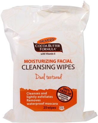 Palmers, Cocoa Butter Formula, Moisturizing Facial Cleansing Wipes, 25 Wipes ,الجمال، العناية بالوجه، مناديل الوجه