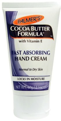 Palmers, Cocoa Butter Formula, with Vitamin E, Fast Absorbing Hand Cream, 2.1 oz (60 g) ,حمام، الجمال، كريمات اليد