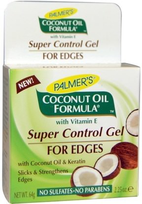 Palmers, Coconut Oil Formula, Super Control Gel, For Edges, 2.25 oz (64 g) ,حمام، الجمال، الشعر، فروة الرأس، الشامبو، مكيف، زيت جوز الهند
