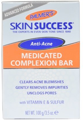 Palmers, Skin Success, Anti-Acne, Medicated Complexion Bar, 3.5 oz (100 g) ,الجمال، حب الشباب منتجات موضعية، والصابون